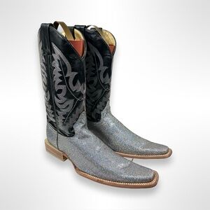 LA MEXICANA Y2K metallic silver narrow square toe western boots